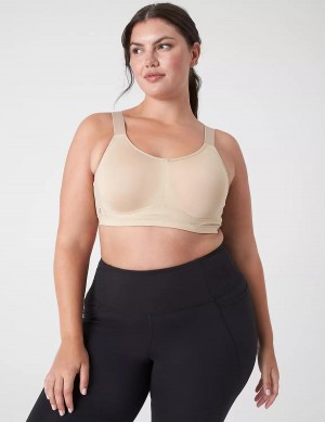 Beige Lane Bryant LIVI High-Impact Wicking Underwire Women Sports Bra | FEB6724FZ