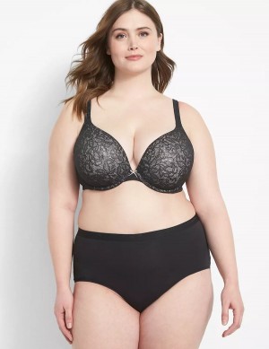 Black Lane Bryant Cotton Boost Plunge With Lace Women Bralettes | EAY4420CM