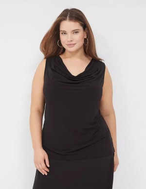 Black Lane Bryant Drape-Neck Shell Women T Shirts | JUS5377XQ