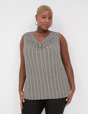 Black Lane Bryant Drape-Neck Shell Women T Shirts | VUC3079OE