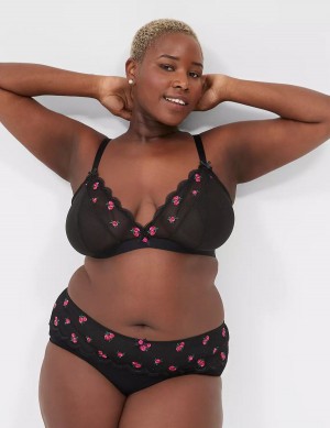 Black Lane Bryant Embroidered No-Wire Triangle Women Bralettes | BXP5047VQ