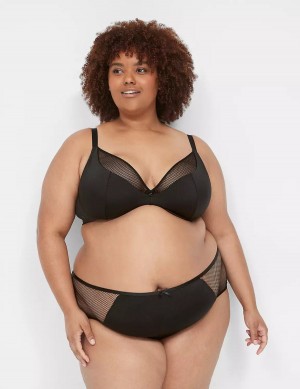 Black Lane Bryant Fishnet Lightly Lined Plunge Women Bralettes | VMH9190FN