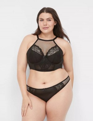 Black Lane Bryant Fishnet Women Thong Panty | YCQ9747ZW