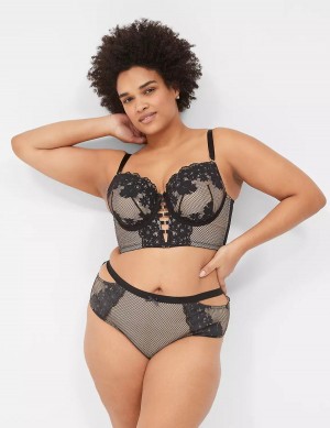 Black Lane Bryant Fishnet & Lace Women Briefs | RCB244YL