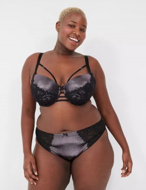 Black Lane Bryant Foil Shine Boost Women Balconette Bra | HSU7374IS