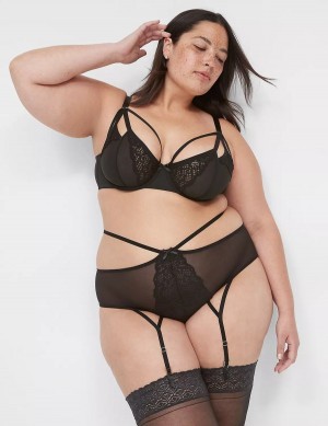 Black Lane Bryant Garter Women Briefs | UIO856VF