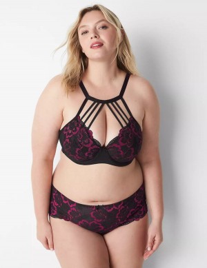 Black Lane Bryant High-Neck Lightly Lined Women Balconette Bra | HNK813AF