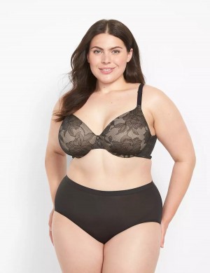 Black Lane Bryant Invisible Lace Backsmoother Lightly Lined Full Coverage Women Bralettes | VVN2085MB