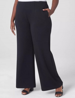 Black Lane Bryant Journey Knit High-Rise Wide Leg Women Pants | ZZL9420KY