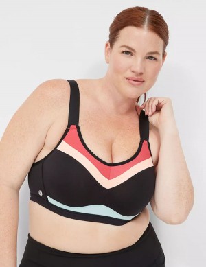 Black Lane Bryant LIVI High-Impact Wicking Underwire Women Sports Bra | IFW1899CM