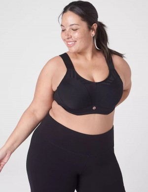 Black Lane Bryant LIVI Max Support Wicking Underwire Women Sports Bra | DFH7351QJ