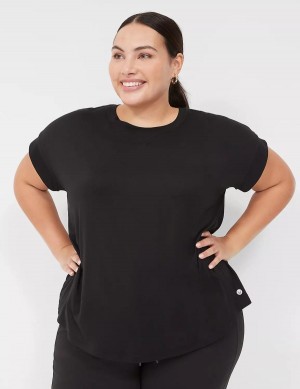 Black Lane Bryant LIVI Soft Crew-Neck Recycled Tee Women T Shirts | RRB7187YI