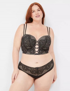 Black Lane Bryant Lace-Back Women Cheeky Panty | GZZ6236HC