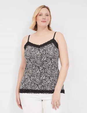 Black Lane Bryant Lace-Trim Cami Women Tank Top | AAK1082NV