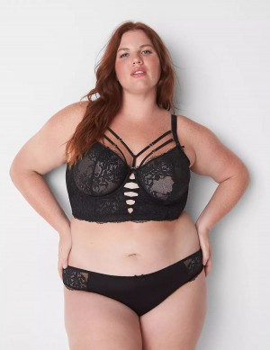 Black Lane Bryant Lace Tanga Women Briefs | JQK2196MN