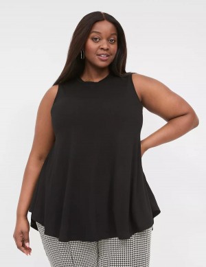 Black Lane Bryant Max Swing Sleeveless High-Neck Tunic Women T Shirts | GCC131HP