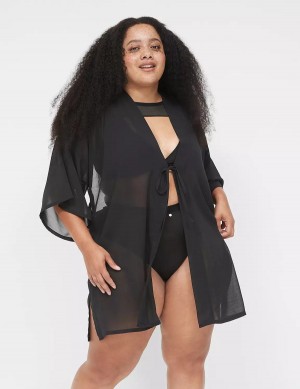 Black Lane Bryant Mesh Backless Kimono Women Dress | GJY3993DX