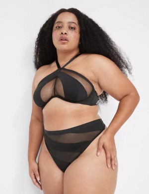 Black Lane Bryant Mesh Bandeau Women Bralettes | VRZ1856CR