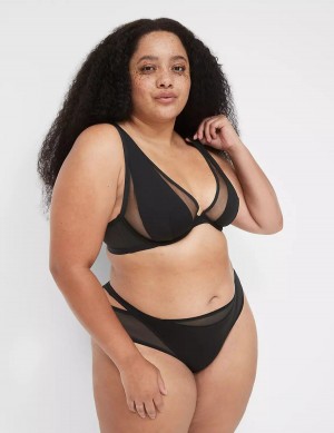 Black Lane Bryant Mesh High Apex Women Bralettes | TYV871YL