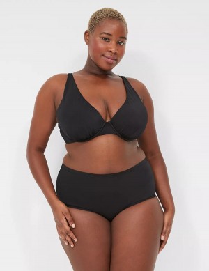 Black Lane Bryant Mid-Rise Swim Women Briefs | ZNY6584MU