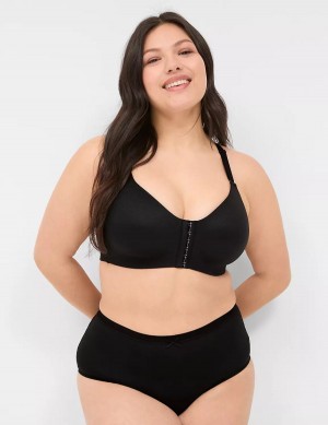 Black Lane Bryant No-Show Lace-Back Full Women Briefs | AHR7346YV