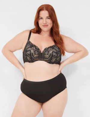 Black Lane Bryant No-Show Lace-Back Full Women Briefs | XED8154XE