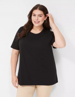 Black Lane Bryant Perfect Sleeve Crew-Neck Tee Women T Shirts | OOX4957JE