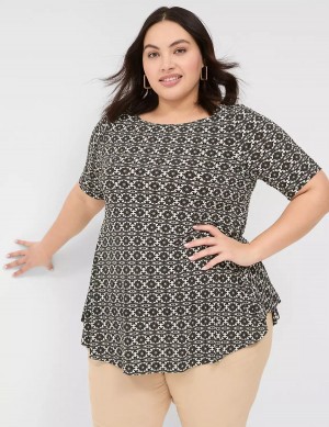 Black Lane Bryant Swing Boatneck Top Women T Shirts | XFE2749UH