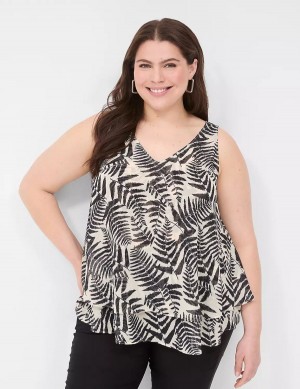 Black Lane Bryant Swing Double-Layer Chiffon Women Tank Top | EXF865KJ