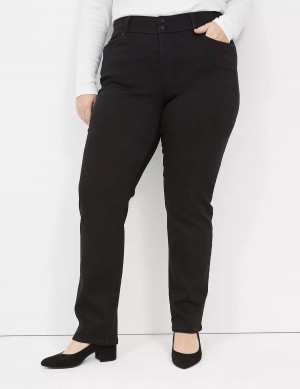 Black Lane Bryant Tighter Tummy High-Rise Straight Women Jeans | YYE1944WB