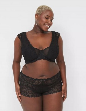 Black Lane Bryant Unlined Layered Cap-Sleeve Women Balconette Bra | OAW6918HO