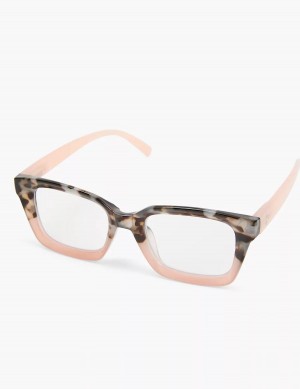 Black Pink Lane Bryant Tortoiseshell Print & Pink Colorblock Square Reading Women Glasses | OYE1960OH