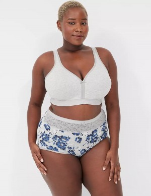 Blue Grey Lane Bryant Cotton High-Waist With Lace Waist Women Briefs | PKW5858QY