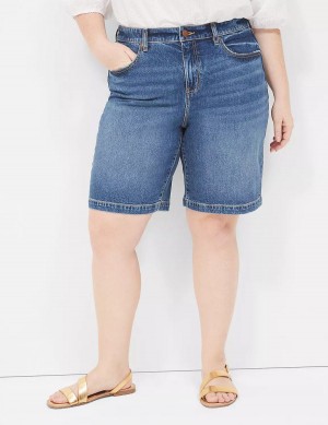 Blue Lane Bryant Boyfriend Fit Bermuda Jean Women Shorts | KQO7685LY