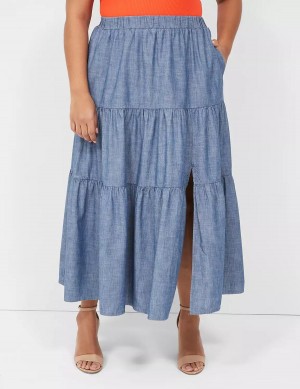 Blue Lane Bryant Chambray Maxi Women Skirts | JNV3645LJ