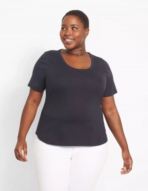 Blue Lane Bryant Classic Perfect Sleeve Scoop-Neck Tee Women T Shirts | MOZ2247VK