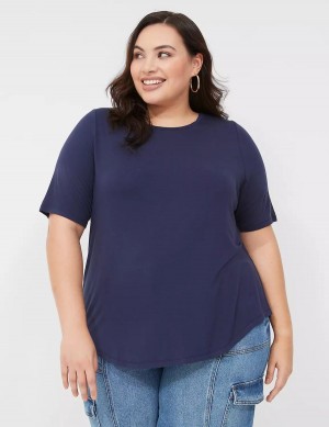 Blue Lane Bryant Curved-Hem Perfect Sleeve Tee Women T Shirts | BBK56RR