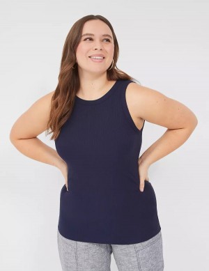 Blue Lane Bryant Fitted High-Neck Rib Women Tank Top | OUN4035ZK