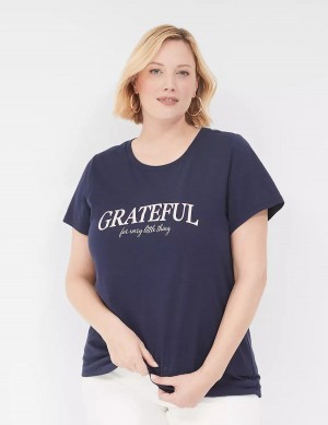 Blue Lane Bryant Grateful Graphic Tee Women T Shirts | SIQ7140AQ