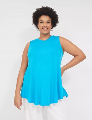 Blue Lane Bryant Max Swing High-Neck Smocked-Shoulder Tunic Women T Shirts | UHO765TD