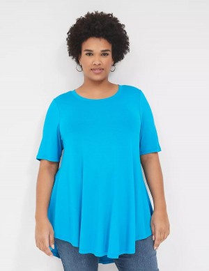 Blue Lane Bryant Max Swing Perfect Sleeve Crew-Neck Tee Women T Shirts | IPR8083SM