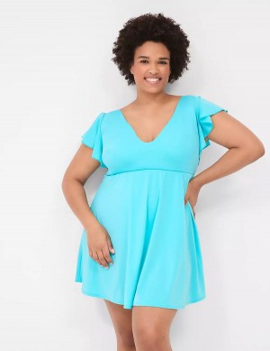 Blue Lane Bryant No-Wire Flutter-Sleeve Swim Women Dress | JRE5520SC