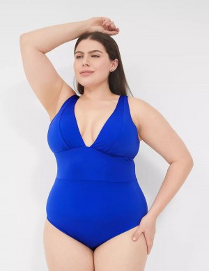 Blue Lane Bryant No-Wire Plunge One-Piece Women Swimsuits | FOX8766GA