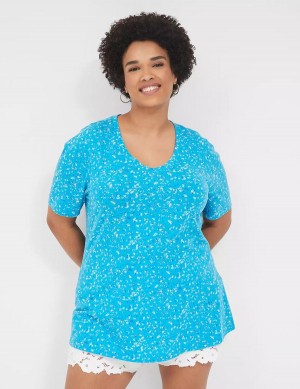 Blue Lane Bryant Perfect Sleeve V-Neck Tee Women T Shirts | ZAH7520MI