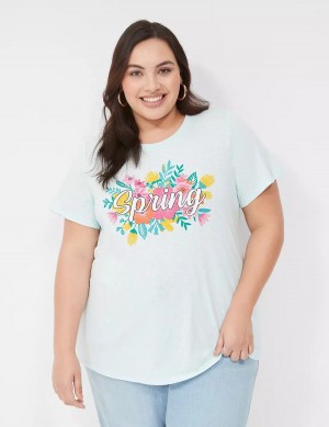 Blue Lane Bryant Spring Graphic Tee Women T Shirts | FTA6735KG