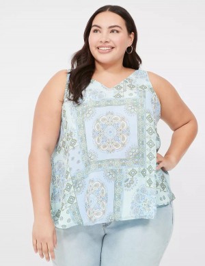 Blue Lane Bryant Swing V-Neck Single-Layer Chiffon Women Tank Top | IWN8650CJ