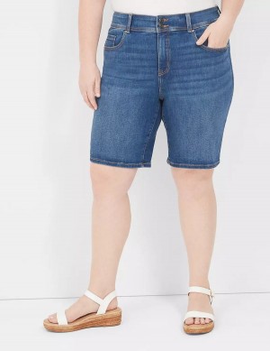 Blue Lane Bryant Tighter Tummy Fit High-Rise Bermuda Jean Women Shorts | HDM9764AP