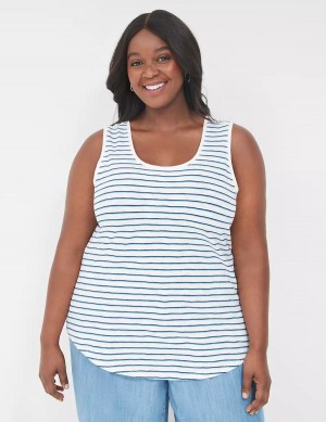 Blue Navy Stripes Lane Bryant Scoop-Neck Women Tank Top | YDH404GF