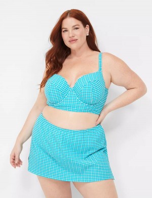 Blue White Lane Bryant Underwire Longline Women Bikini Top | KHN9998MY