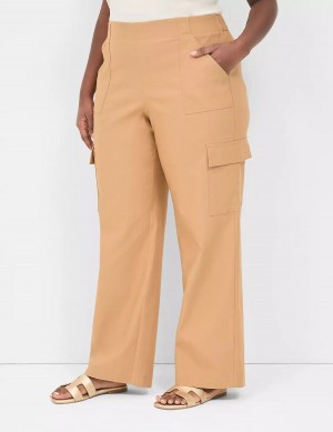 Brown Lane Bryant 4-Season Pull-On Straight Cargo Women Pants | NVZ8543WC